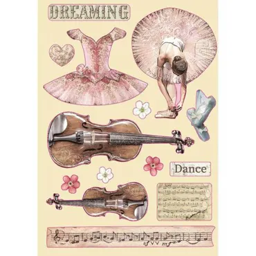 Stamperia Wooden Shapes A5 Passion Violin and Dance