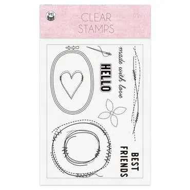 P13-CLEAR STAMP SET STITCHED WITH LOVE 01 A6, 10PCS.