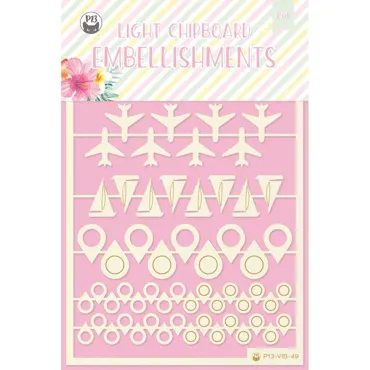 P13-LIGHT CHIPBOARD EMBELLISHMENTS SUMMER VIBES 06, 63PCS