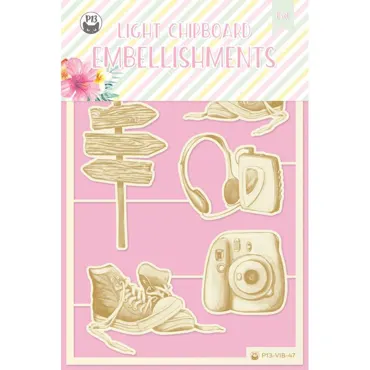 P13-LIGHT CHIPBOARD EMBELLISHMENTS SUMMER VIBES 04, 6PCS