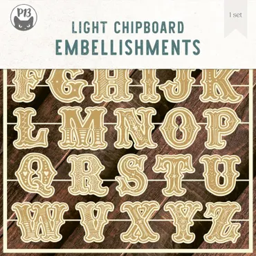 P13-LIGHT CHIPBOARD EMBELLISHMENTS COOKIE ALPHABET, 8X8", 3SETS