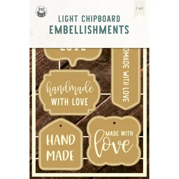 P13-LIGHT CHIPBOARD EMBELISHMENTS LABELS 01, 4X6", 5PCS