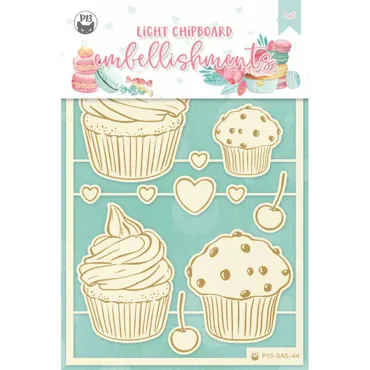 P13-LIGHT CHIPBOARD EMBELLISHMENTS SUGAR AND SPICE 01, 14PCS