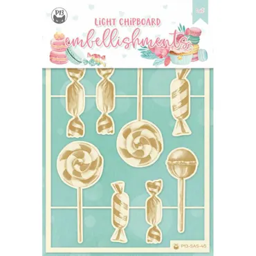 P13-LIGHT CHIPBOARD EMBELLISHMENTS SUGAR AND SPICE 02, 10PCS