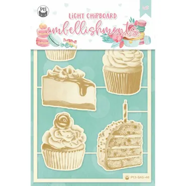 P13-LIGHT CHIPBOARD EMBELLISHMENTS SUGAR AND SPICE 03, 6PCS