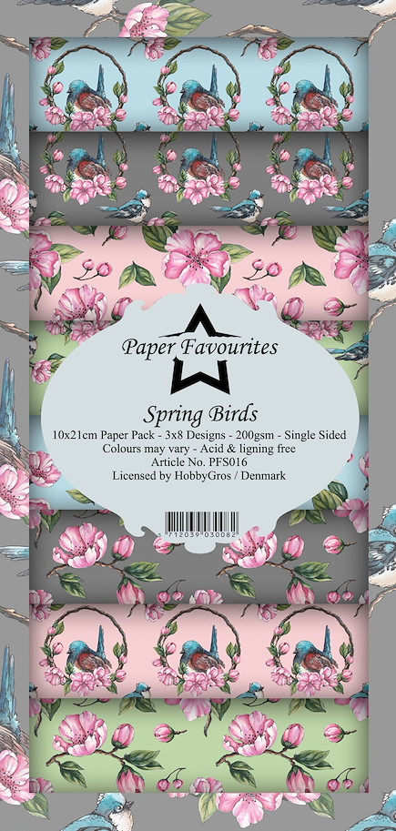 Paper Favourites Spring Birds Slim Paper Pack 10x21cm