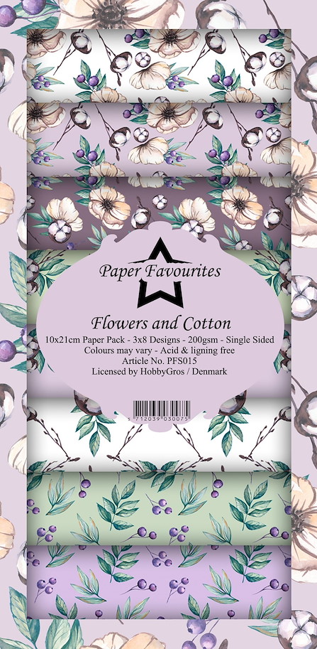 Paper Favourites Flowers and Cotton Slim Paper Pack 10x21cm