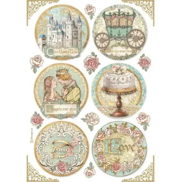 Stamperia Rice Paper A4 Sleeping Beauty Rounds