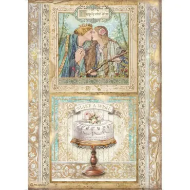 Stamperia Rice Paper A4 Sleeping Beauty Cake Frame