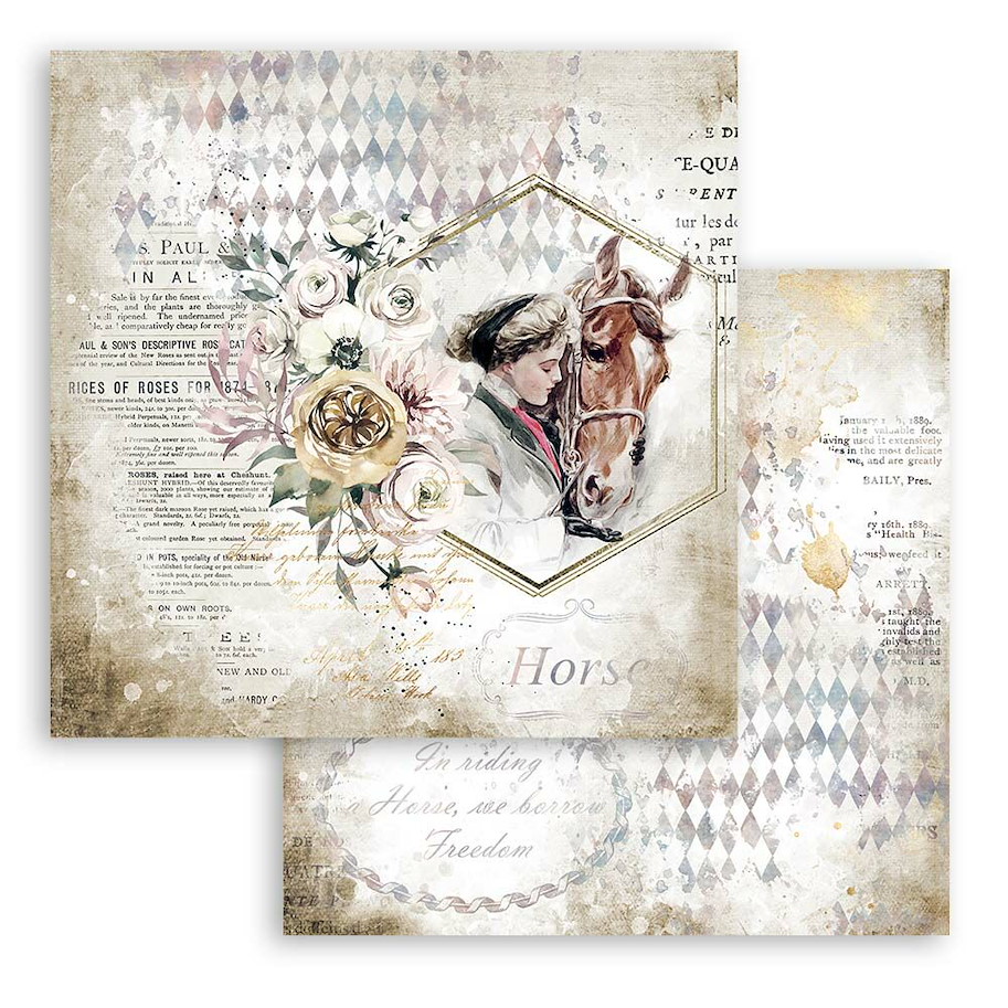 Stamperia Romantic Horses Lady with Horse 12x12 Inch Paper Sheet
