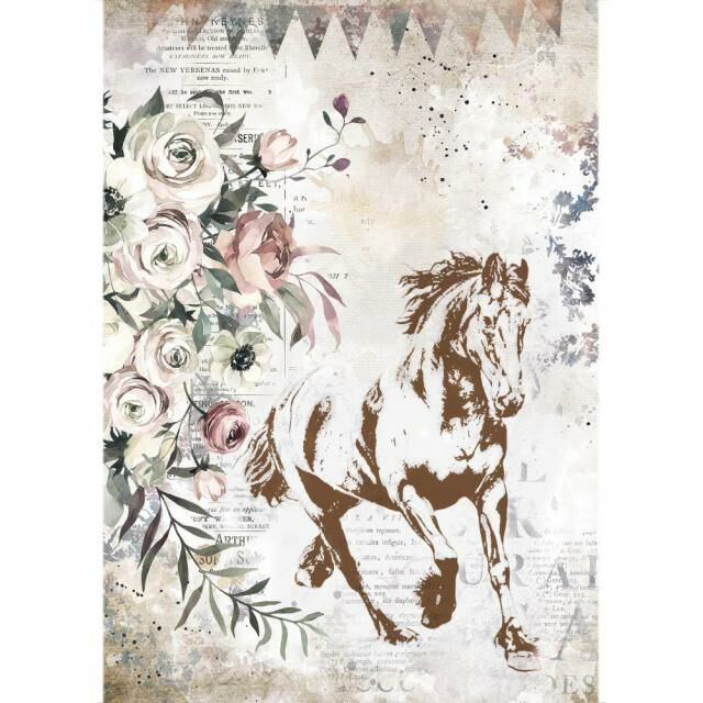Panneau De Chipboard Stamperia - Thème Chevaux Romantiques 15x30cm Pour Scrapbooking Et DIY