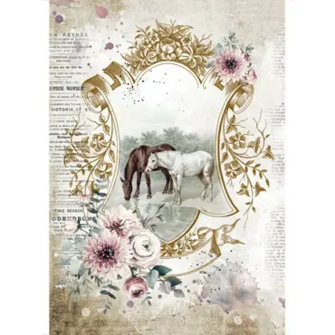 Stamperia Rice Paper A4 Romantic Horses Lake