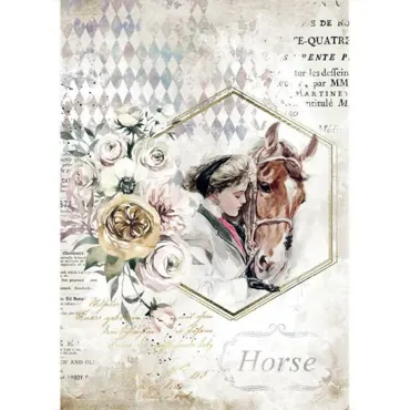 Stamperia Rice Paper A4 Romantic Horses Lady Frame