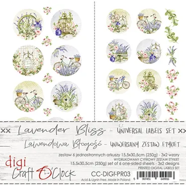 CRAFT O'CLOCK - LABELS SET - 03 - LAVENDER BLISS - UNIVERSAL SET