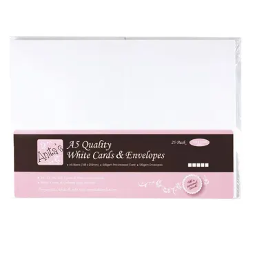 Anita's A5 Cards & Envelopes White (25pk)