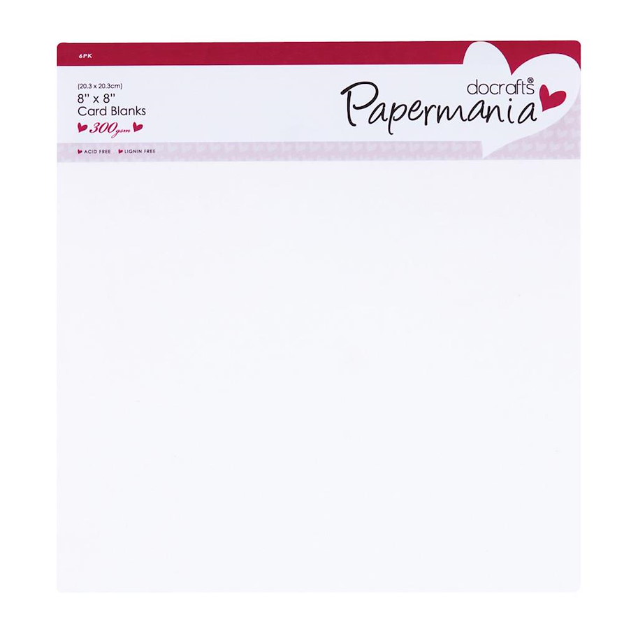 Papermania 8 X 8" Cards/Envelopes (6Pk, 300gsm) - White