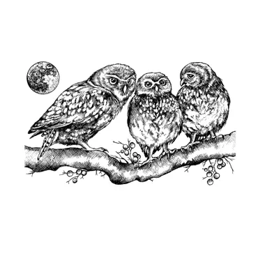 Crafty Individuals Owl Family Unmounted Rubber Stamps