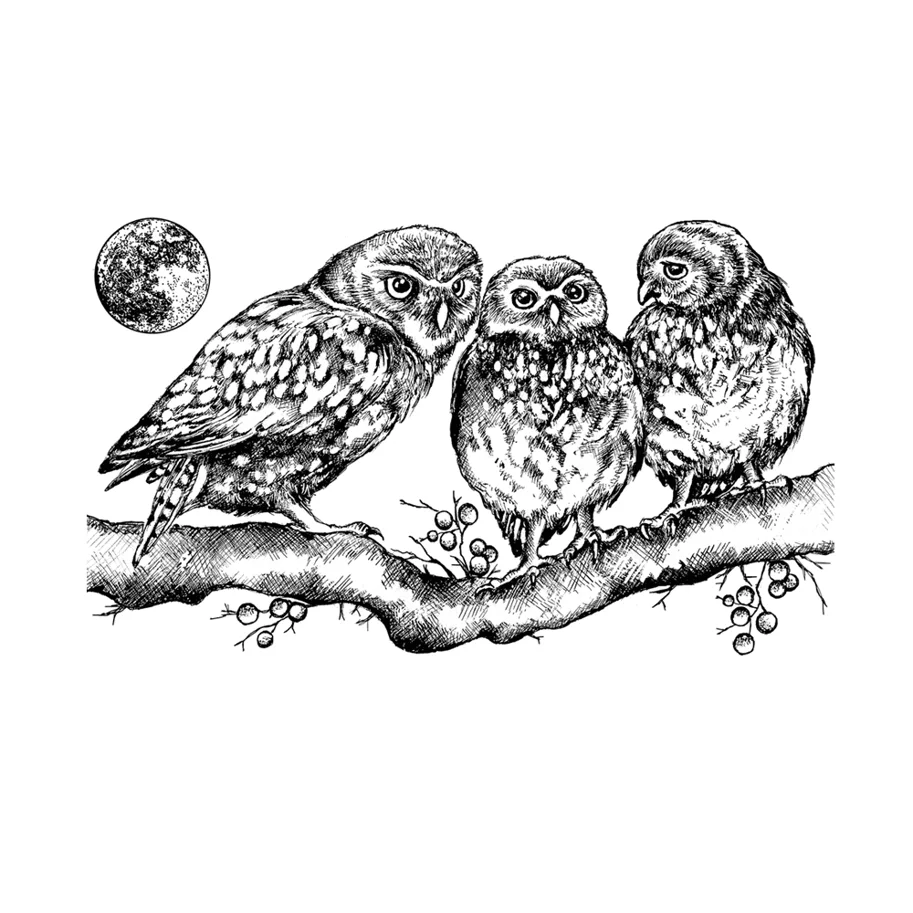 Crafty Individuals Owl Family Unmounted Rubber Stamps