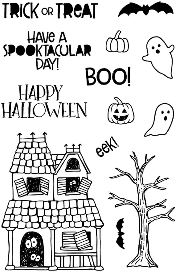 Jane's Doodles Haunted House Clear Stamps