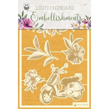 P13 - LIGHT CHIPBOARD EMBELLISHMENTS TIME TO RELAX 03, 5PCS