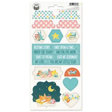 P13 - CHIPBOARD STICKER SHEET GOOD NIGHT 03, 10,5X22CM