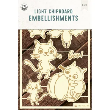 P13 - LIGHT CHIPBOARD EMBELLISHMENTS HAPPY HALLOWEEN 03, 6PCS