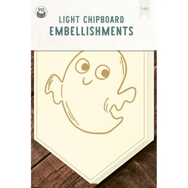 P13 - LIGHT CHIPBOARD BANNER HAPPY HALLOWEEN - GHOST, 4X6", 5PCS