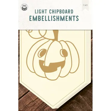 P13 - LIGHT CHIPBOARD BANER HAPPY HALLOWEEN - HAPPY PUMPKIN, 4X6", 5PCS