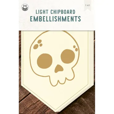 P13 - LIGHT CHIPBOARD BANNER HAPPY HALLOWEEN - SKULL, 4X6", 5PCS