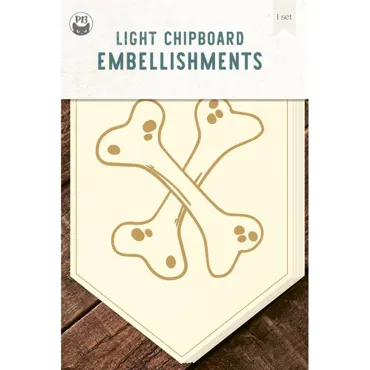 P13 - LIGHT CHIPBOARD BANNER HAPPY HALLOWEEN - BONES, 4X6". 5PCS