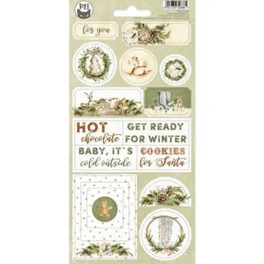 P13-CHIPBOARD STICKER SHEET COSY WINTER 02, 10,5X22CM