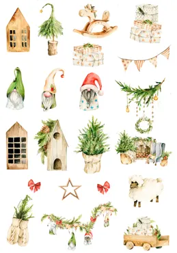 Reprint Vintage Christmas A4 Cutouts