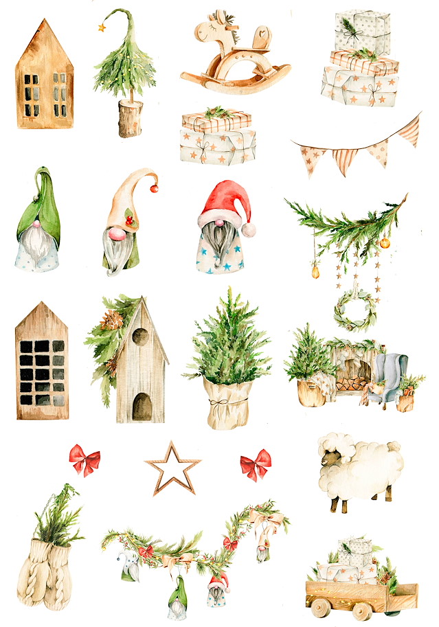 Reprint Vintage Christmas A4 Cutouts