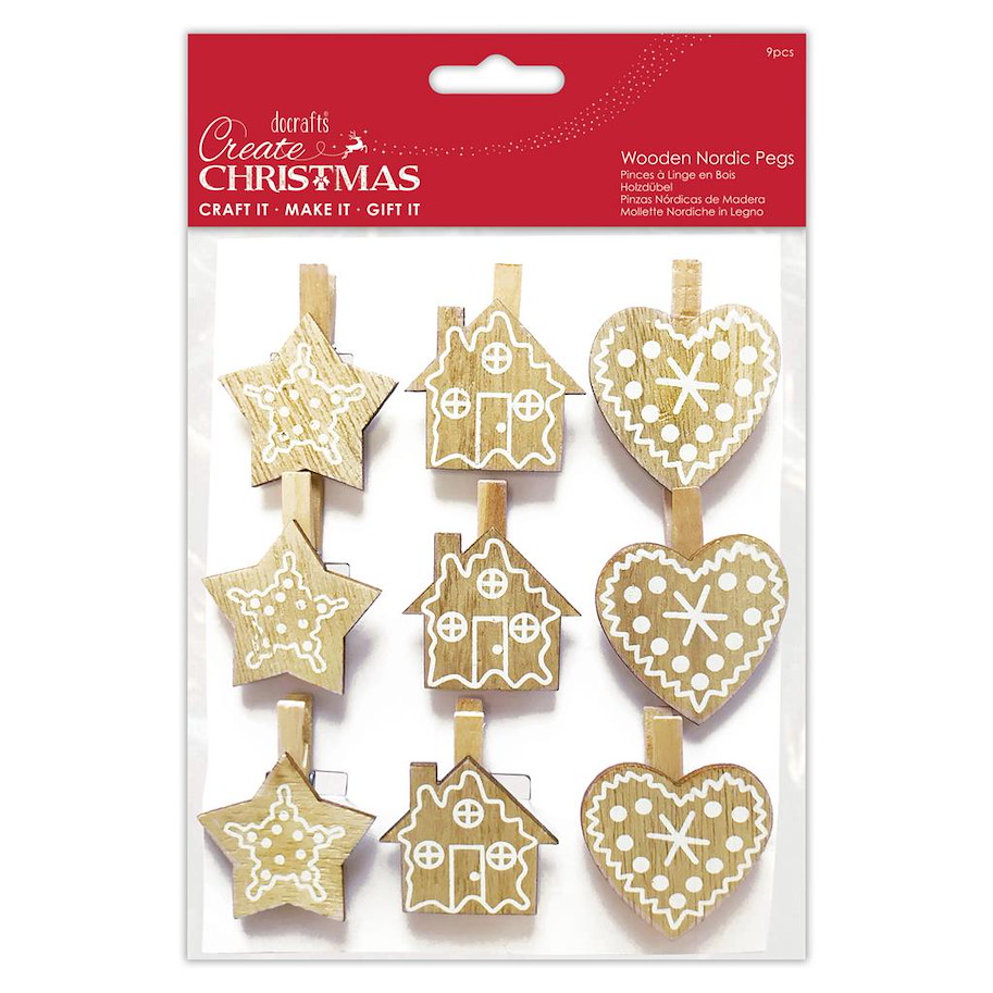 Papermania Create Christmas Wooden Nordic Pegs (9pcs) 