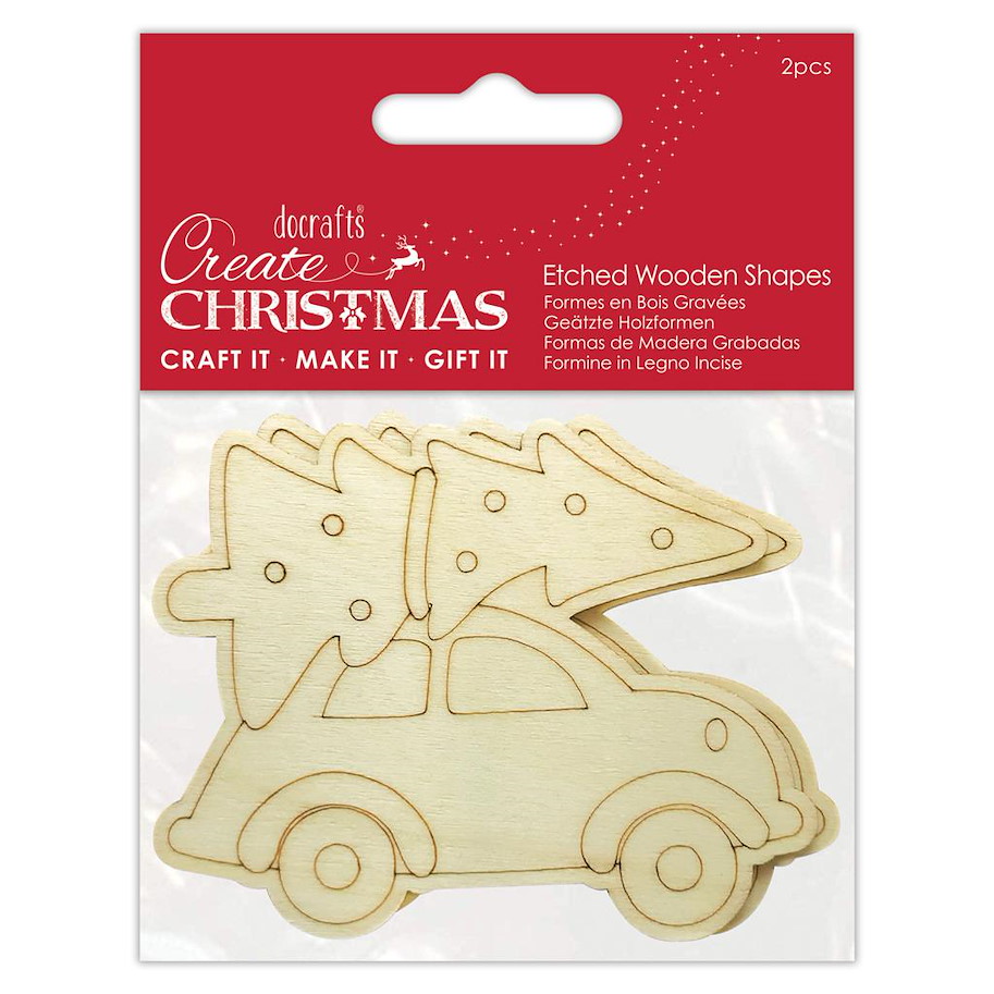 Papermania Create Christmas Etched Wooden Shapes Car (2pcs)