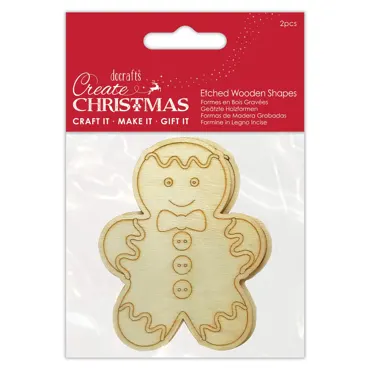 Papermania Create Christmas Etched Wooden Shapes Gingerbread (2pcs)