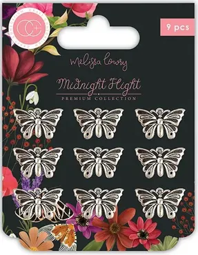 Craft Consortium Midnight Flight Metal Charms Moths