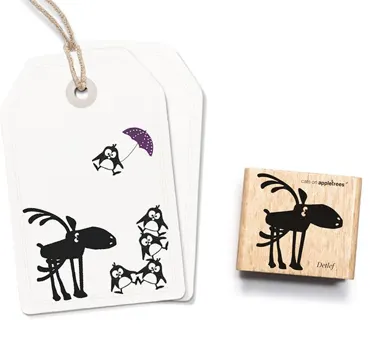 Cats on appletrees Stempel Hirsch Detlef
