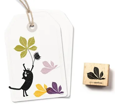 Cats on appletrees Stempel Kastanienblatt 2 (liegend)