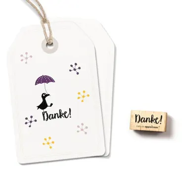 Cats on appletrees Stempel Schriftzug Danke