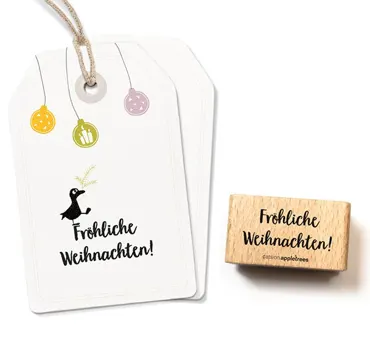 Cats on appletrees Stempel Schriftzug Fröhliche Weihnachten