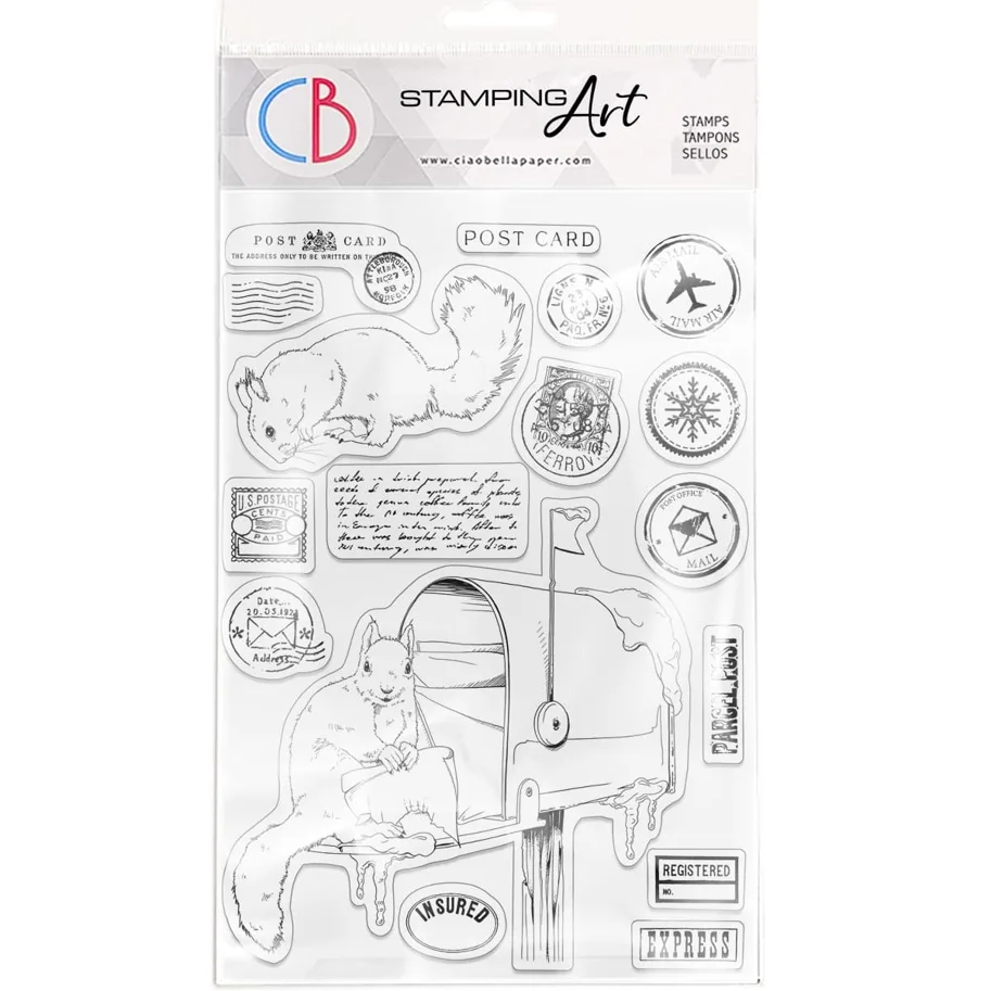 CIAO BELLA - MEMORIES OF A SNOWY DAY-CLEAR STAMP SET 6"X8" MAIL BOX
