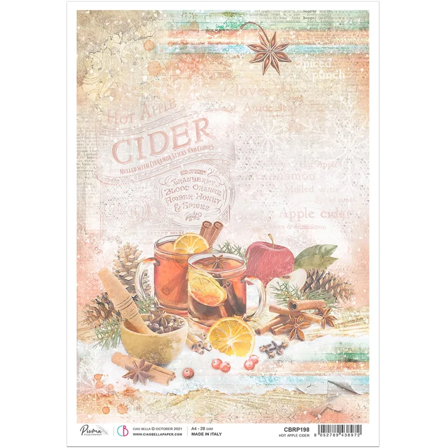 CIAO BELLA - THE GIFT OF LOVE-RICE PAPER A4 HOT APPLE CIDER
