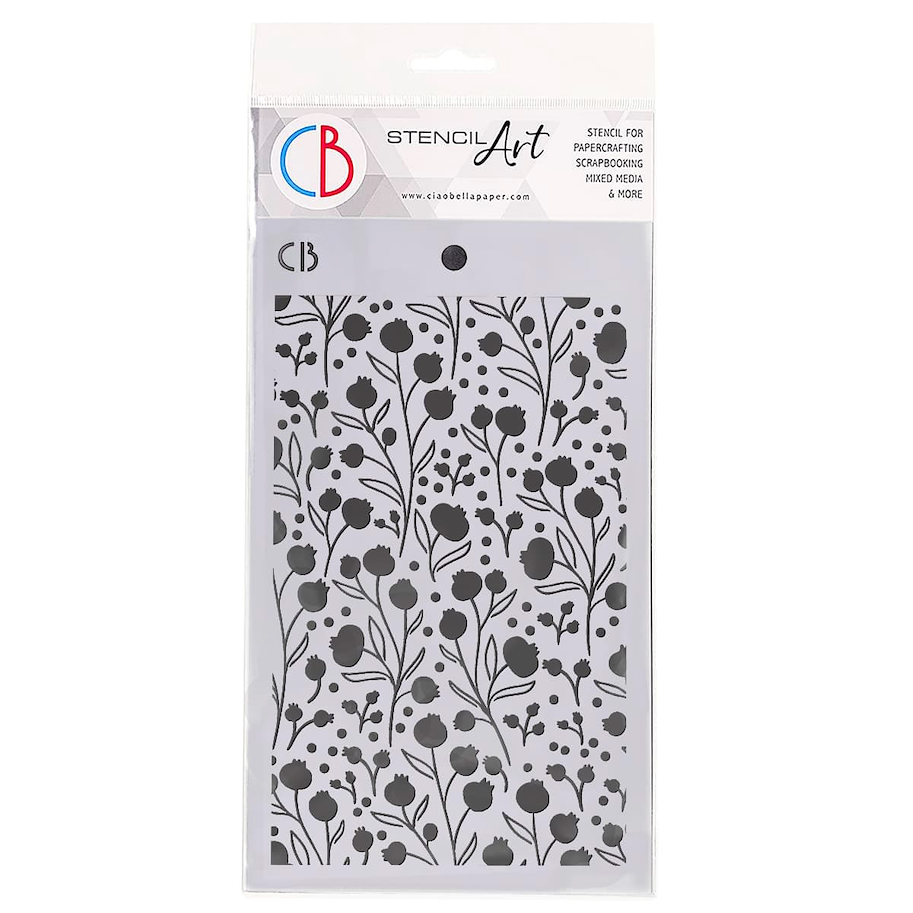 CIAO BELLA - THE GIFT OF LOVE-TEXTURE STENCIL 5"X8" WINTER BERRIES