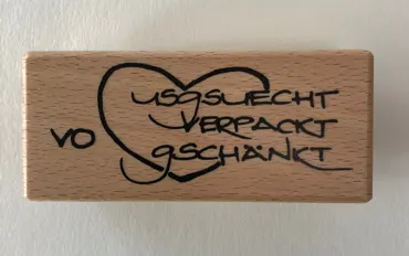 Lilly-Art Motivstempel-vo Herzä usgsuecht, verpackt, gschänkt
