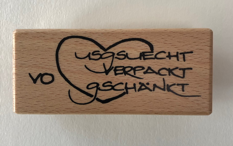 Lilly-Art Motivstempel-vo Herzä usgsuecht, verpackt, gschänkt