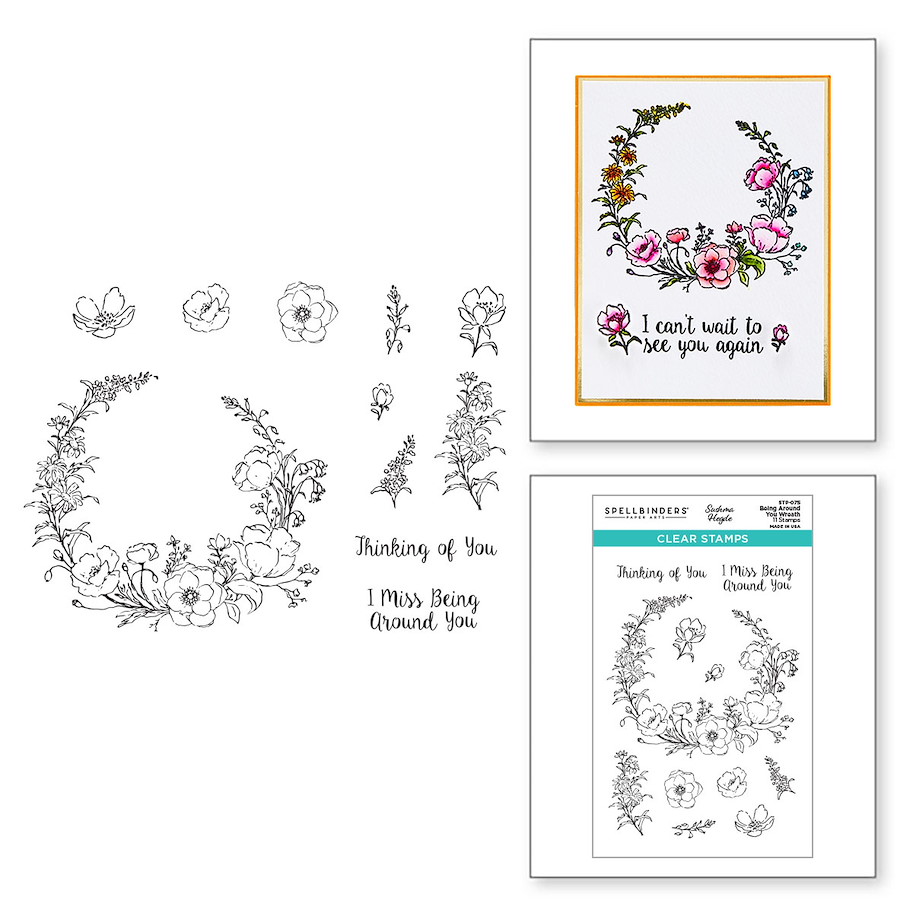 Spellbinders Being Around You Wreath Clear Stamp Set 