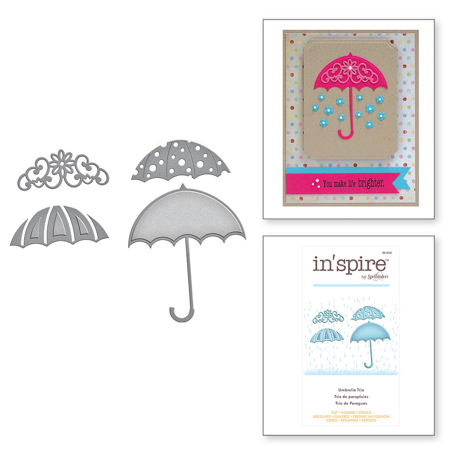 Spellbinders  Shapeabilities Inspire Umbrella Trio Etched Dies