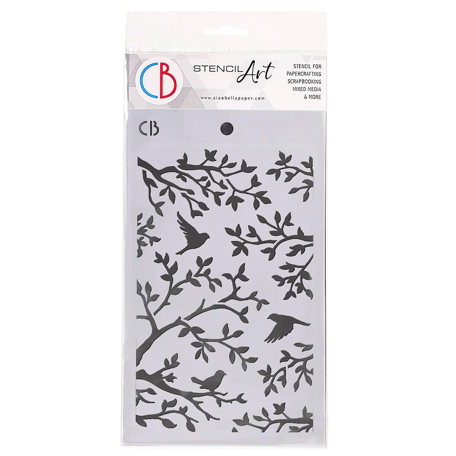 CIAO BELLA - TEXTURE STENCIL 5"X8" THREE BIRDS