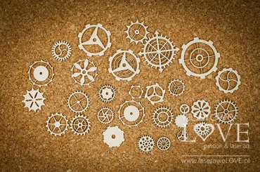 Laserowe LOVE - Chipboard - Cogs - Steampunk Heaven